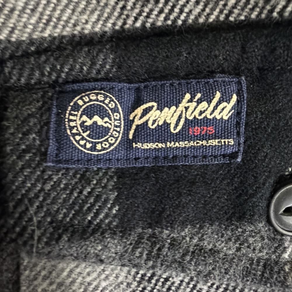 Womens Penfield M Flannel Black Plaid Double Flap Pockets LOGO Hudson Laundry Co - Picture 6 of 14